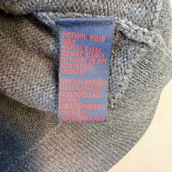 90’s Men's L “RALPH” Ralph Lauren Full Zip Knit Hoodie Grey Sweater Vintage - Picture 5 of 6